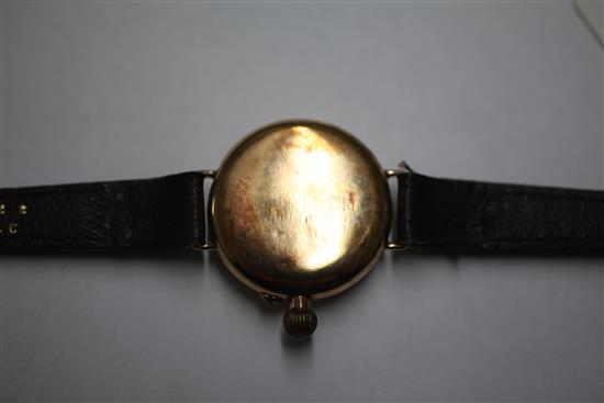 An early 20th century 9ct gold Borgel cased manual wind wrist watch,